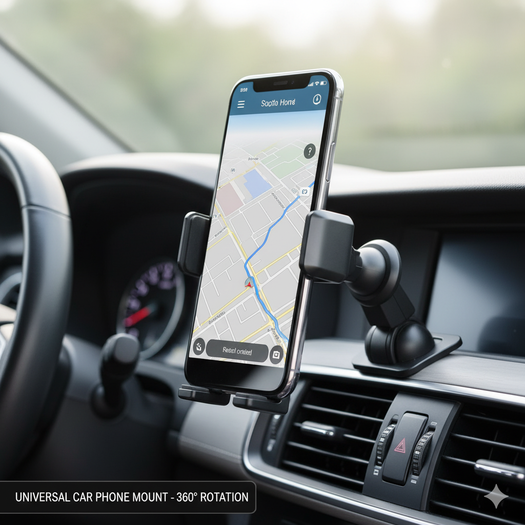 Universal Car Phone Mount – 360° Rotation